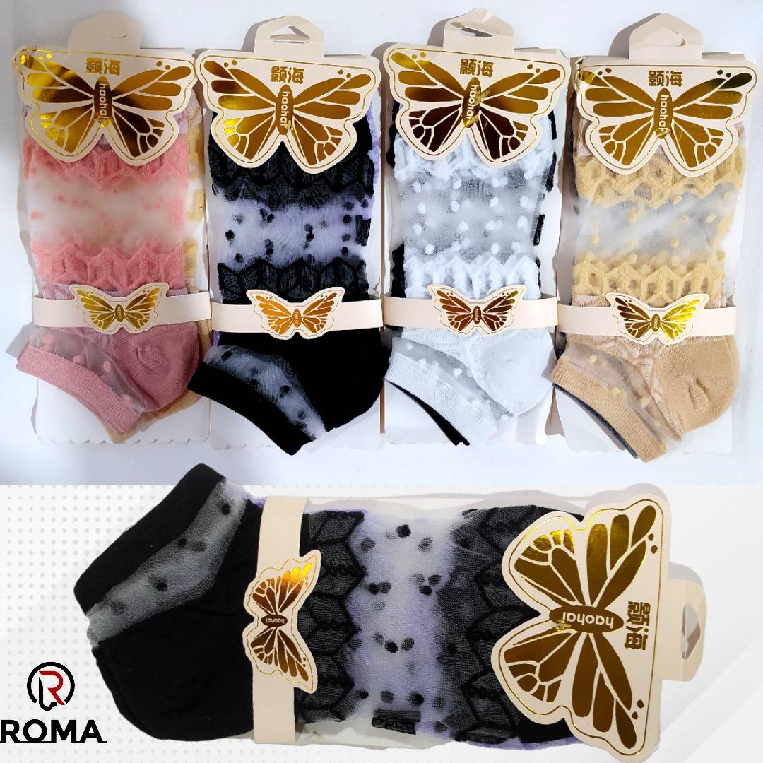 Pack of 2 Butterfly Transparent Fancy Socks for Girls and Women - ROMA Store