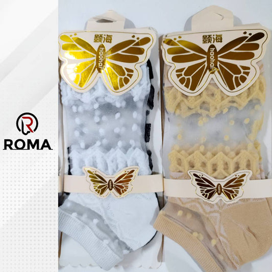 Pack of 2 Butterfly Transparent Fancy Socks for Girls and Women - ROMA Store