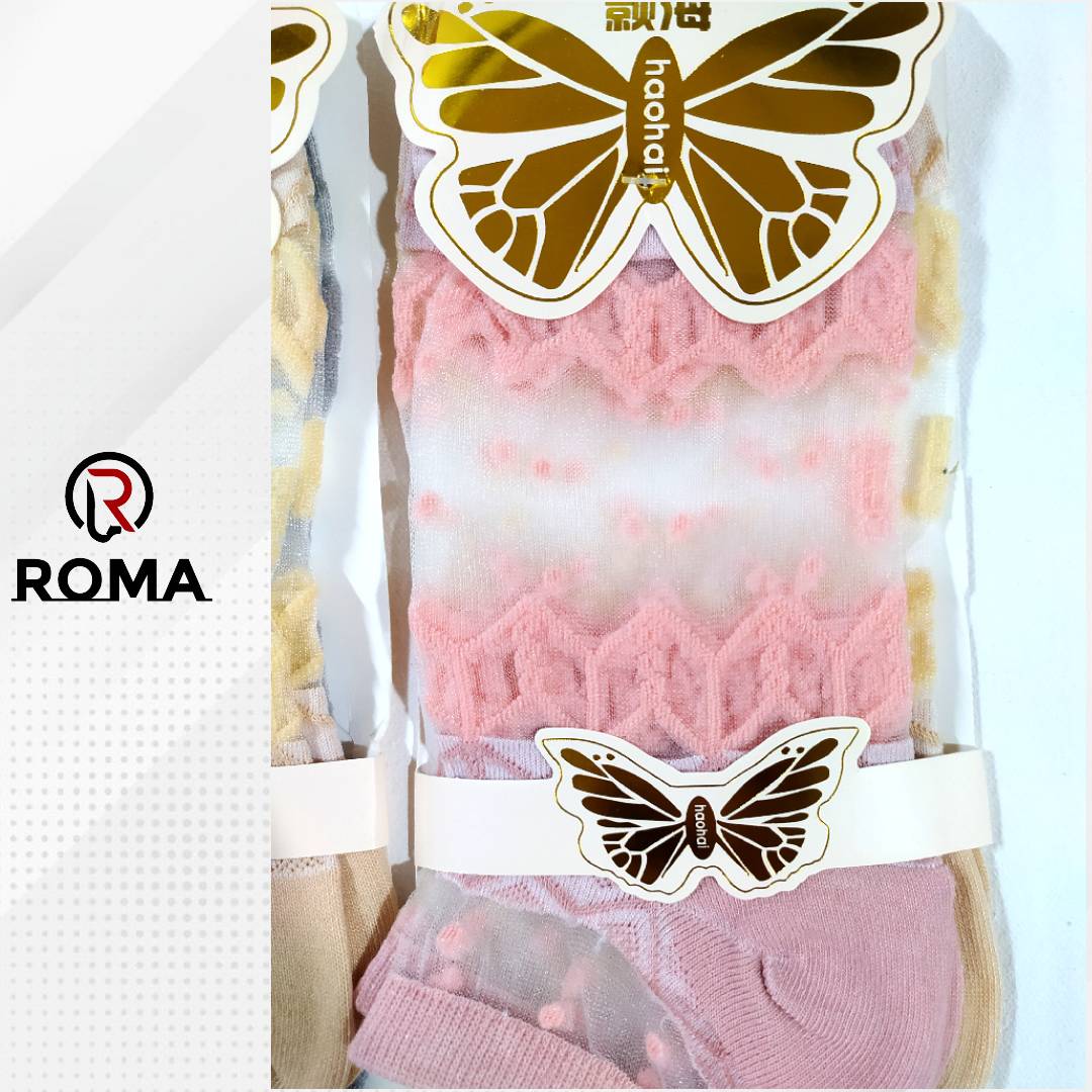 Pack of 2 Butterfly Transparent Fancy Socks for Girls and Women - ROMA Store