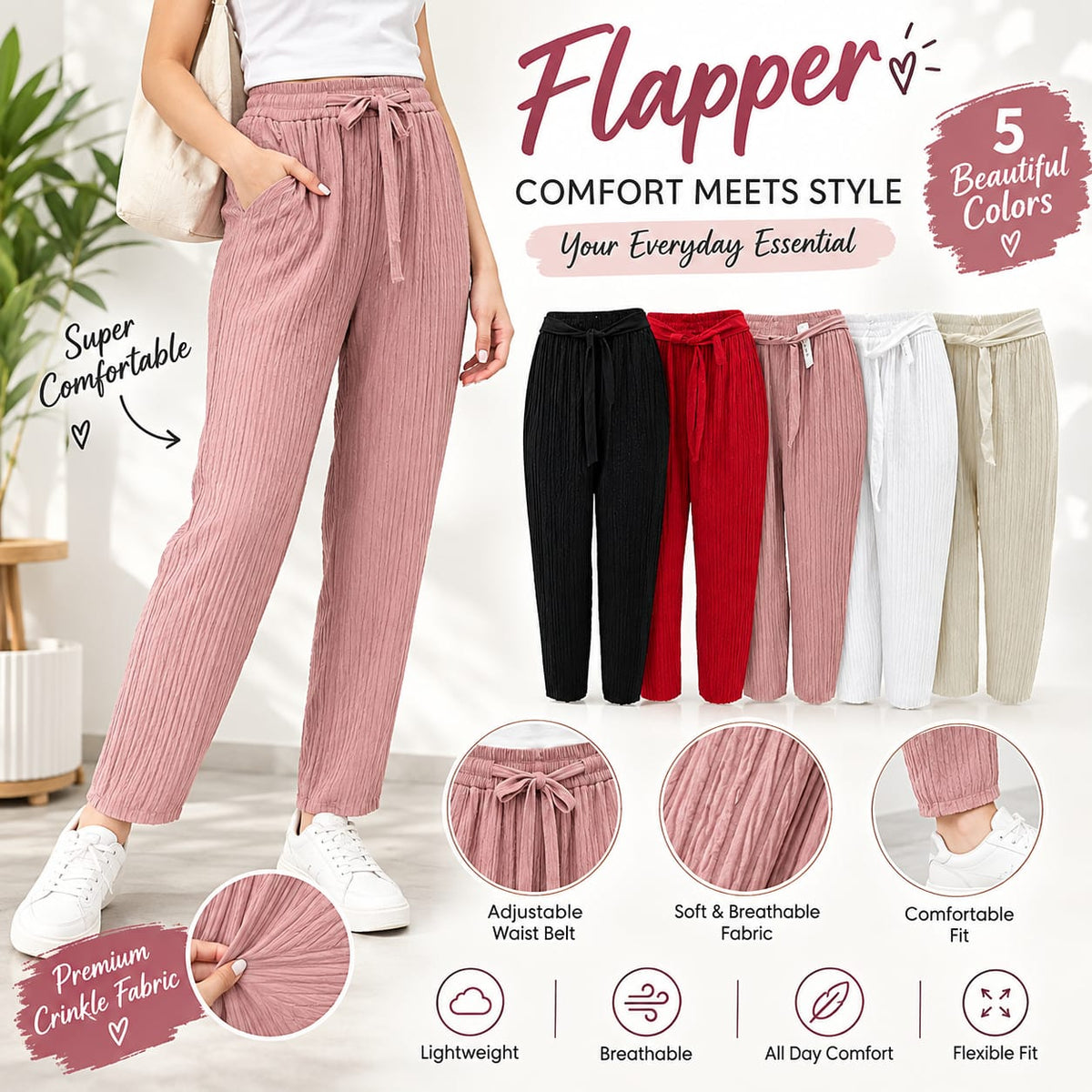 Moonlight Crushed Flapper Trouser for Women