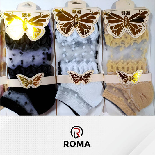 Pack of 2 Butterfly Transparent Fancy Socks for Girls and Women - ROMA Store