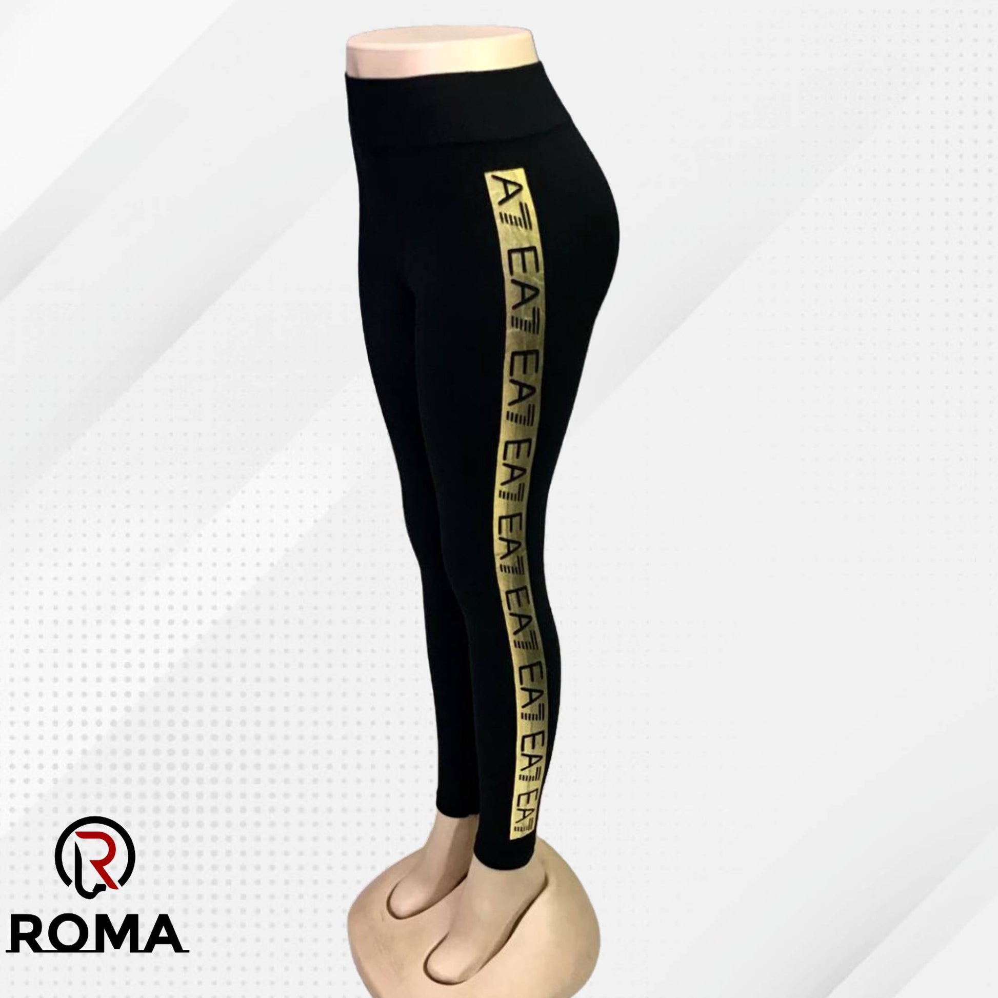 Gold Printed High Rise Activewear Tights for Women - ROMA Store