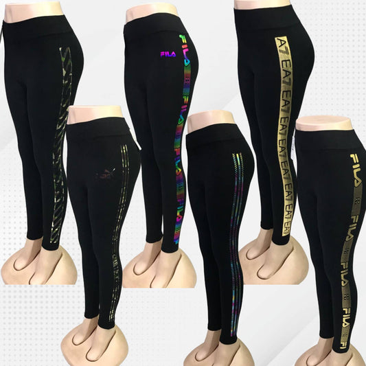ROMA Imported Light Reflection High Waisted Activewear Tights Leggings for Women
