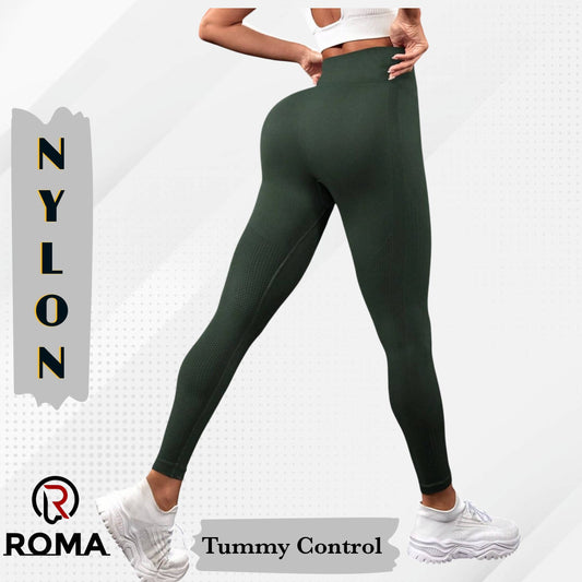 Premium Nylon Leggings for Women Tummy Control High Waisted Workout Gym Seamless Impact Yoga Pants