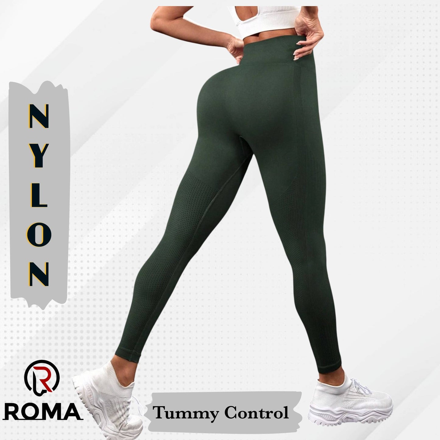 Premium Nylon Leggings for Women Tummy Control High Waisted Workout Gym Seamless Impact Yoga Pants