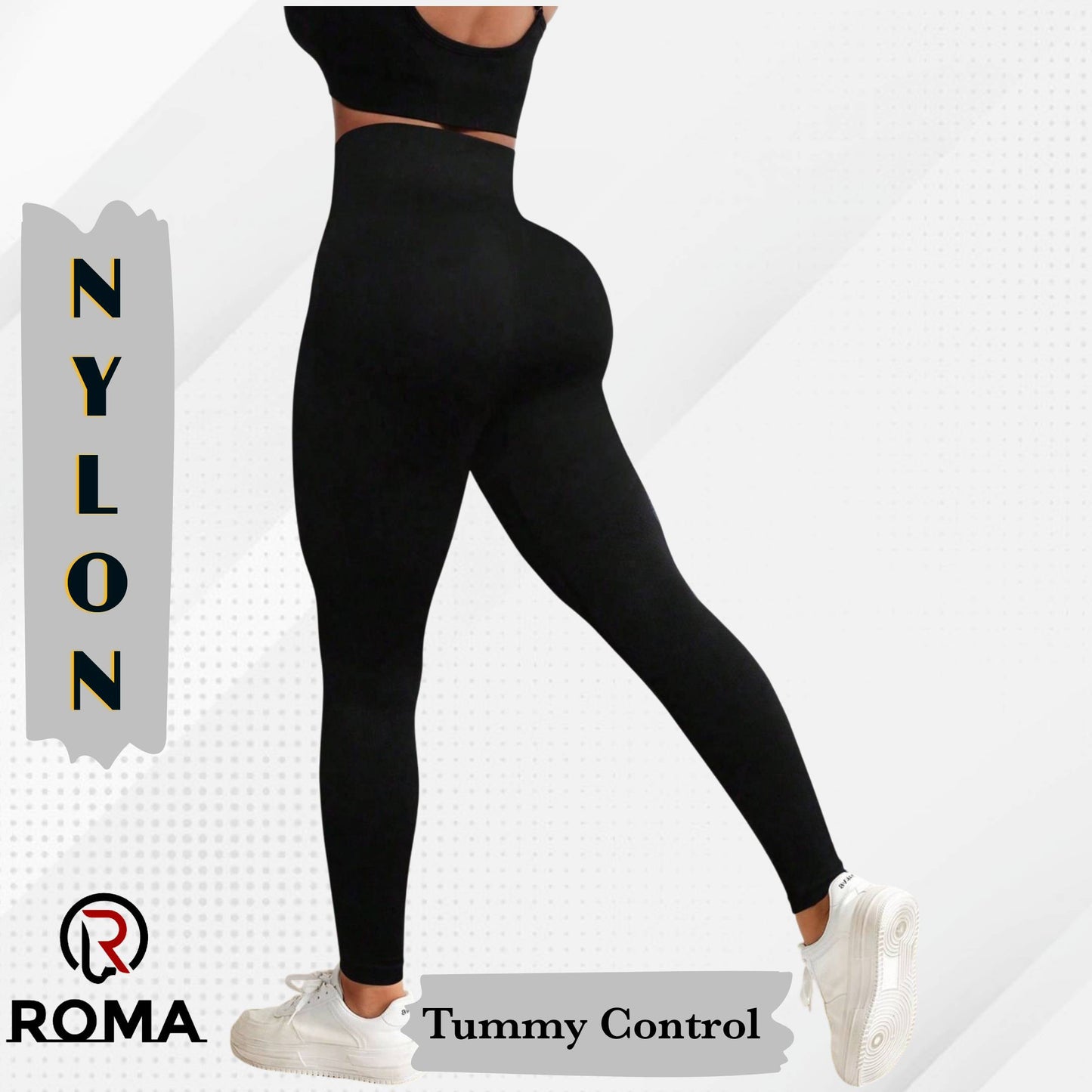 Premium Nylon Leggings for Women Tummy Control High Waisted Workout Gym Seamless Impact Yoga Pants