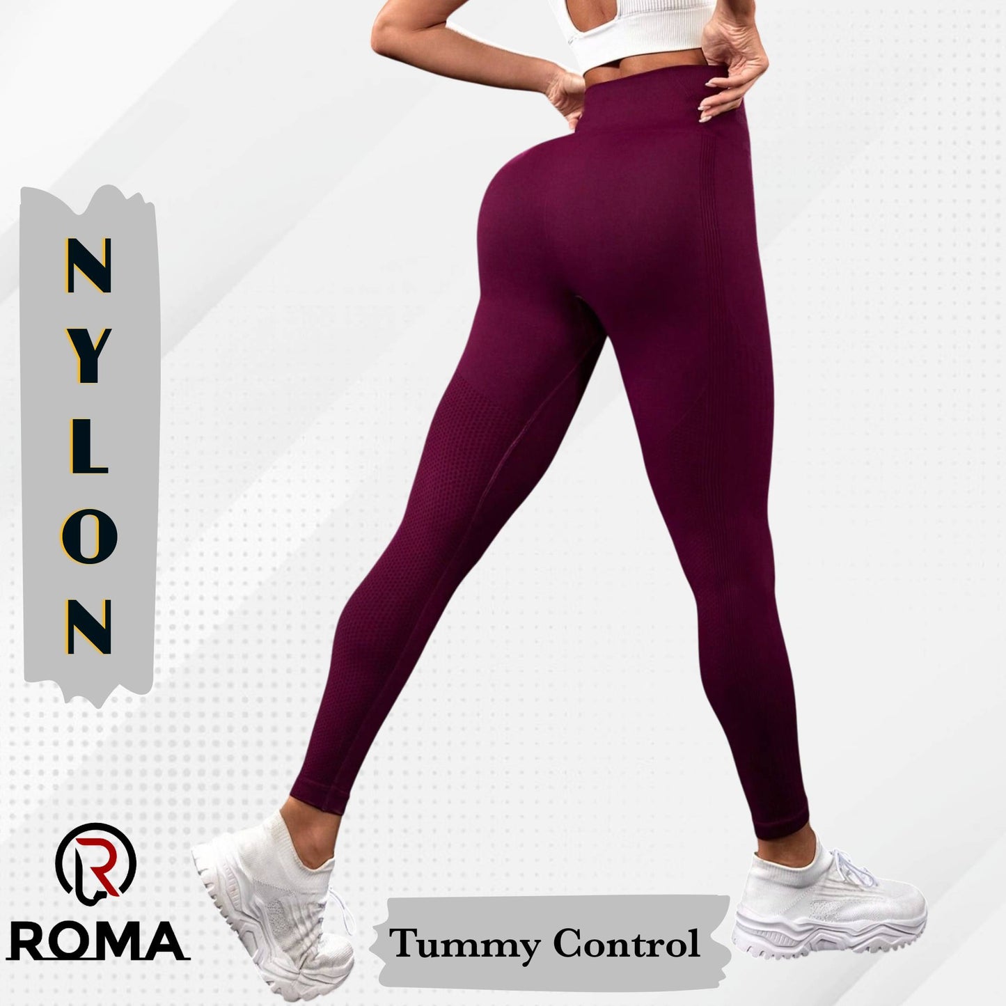 Premium Nylon Leggings for Women Tummy Control High Waisted Workout Gym Seamless Impact Yoga Pants